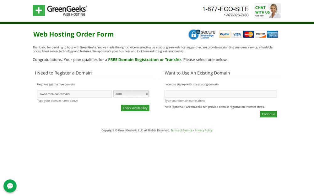 GreenGeeks Domain Registration