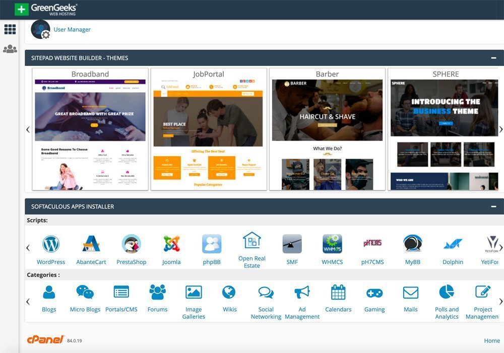 GreenGeeks cPanel