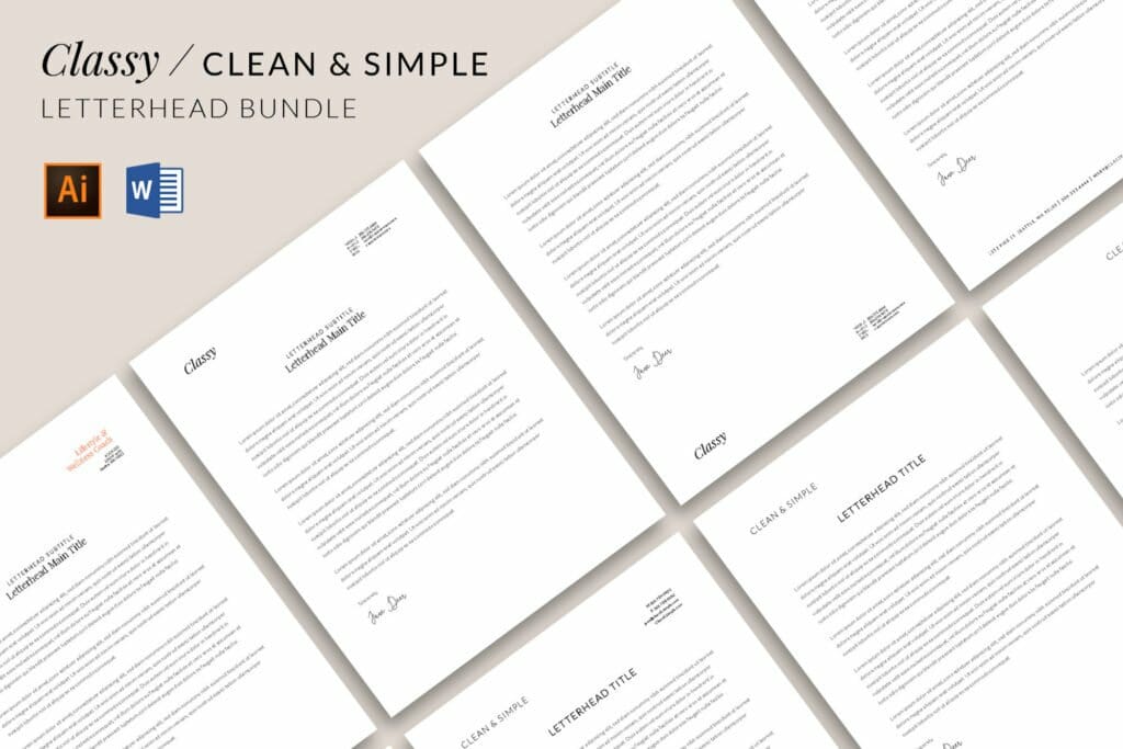 Clasy / Clean and Simple Letterhead template bundle