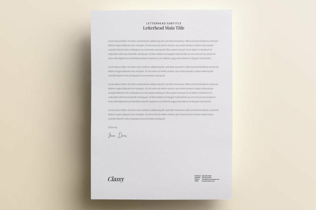 Classy and modern letterhead template design V3