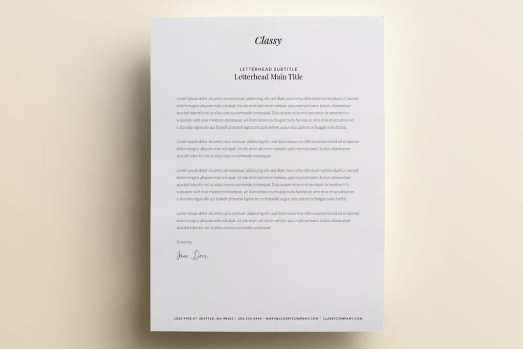 Classy and modern letterhead template design V4