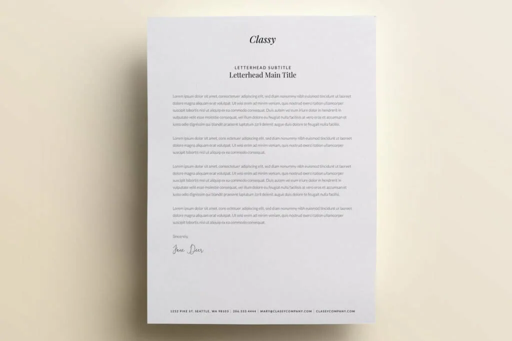 Classy and modern letterhead template design V4