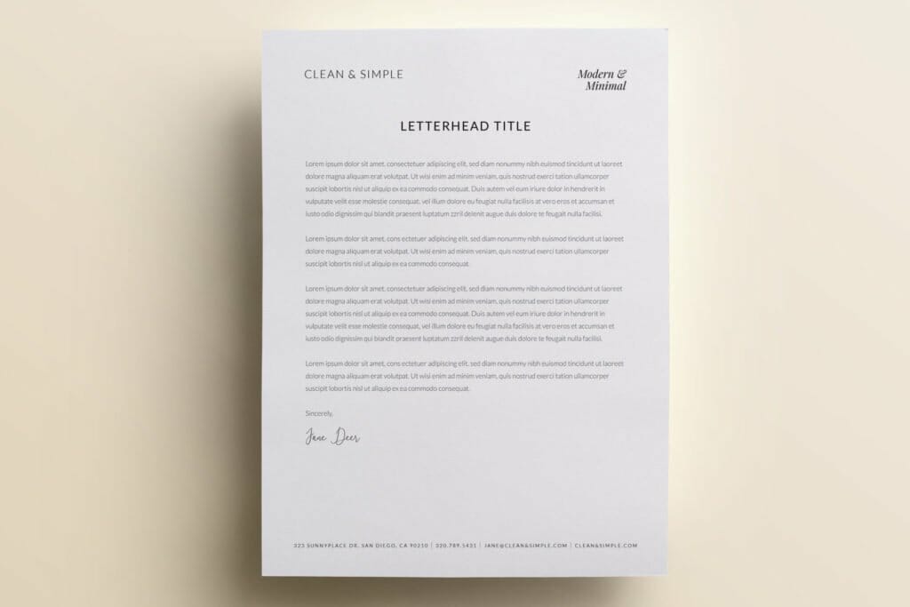 Clean and simple letterhead template design V1