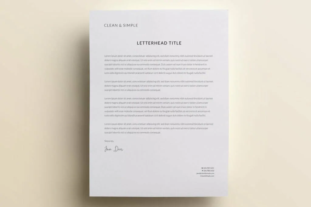 Clean and simple letterhead template design V3