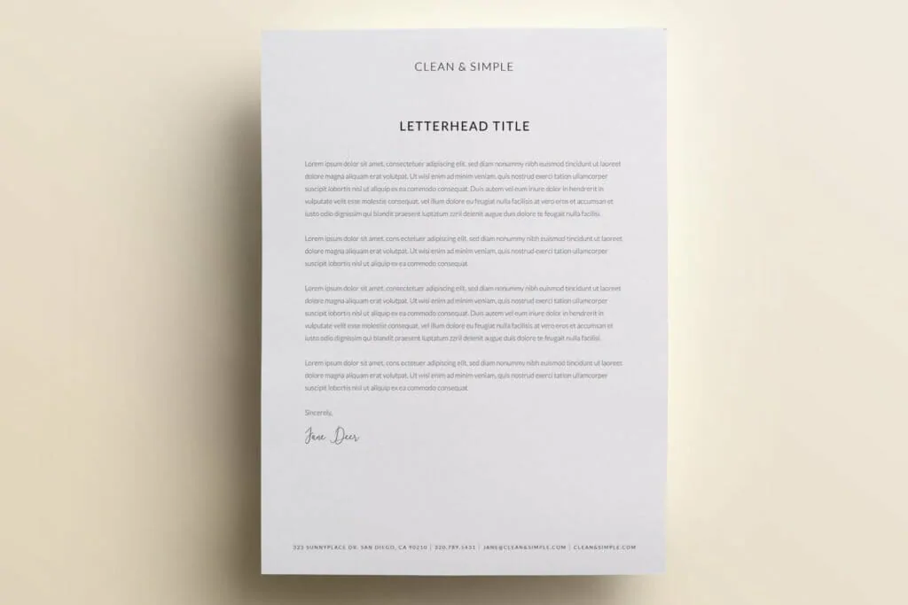 Clean and simple letterhead template design V4