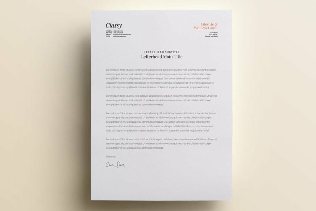 Classy and modern letterhead template design V1