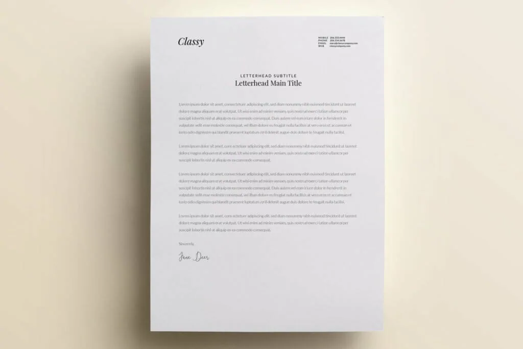 Classy and modern letterhead template design V2