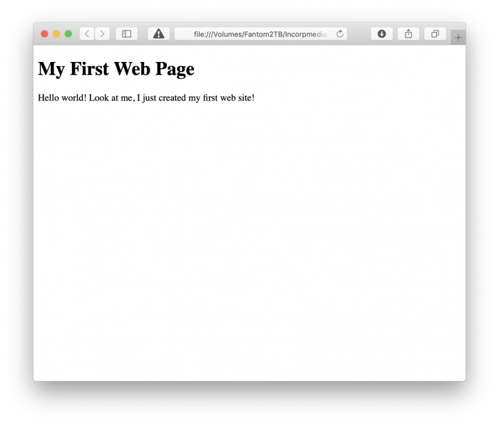 First Web Page Screenshot