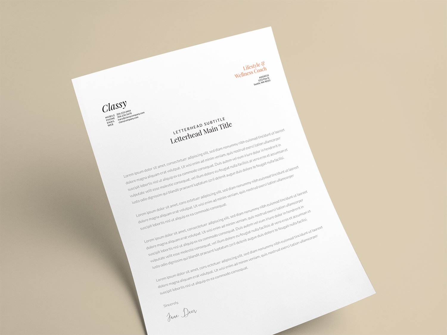 Ariyah Letterhead Template Classy