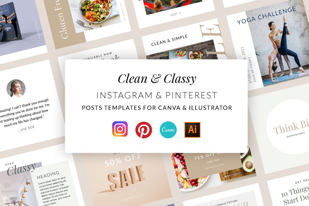 Clean & Classy Instagram and Pinterest Posts Templates